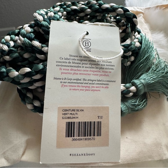 Sezane Silvia Belt in Green/White - Picture 2 of 3